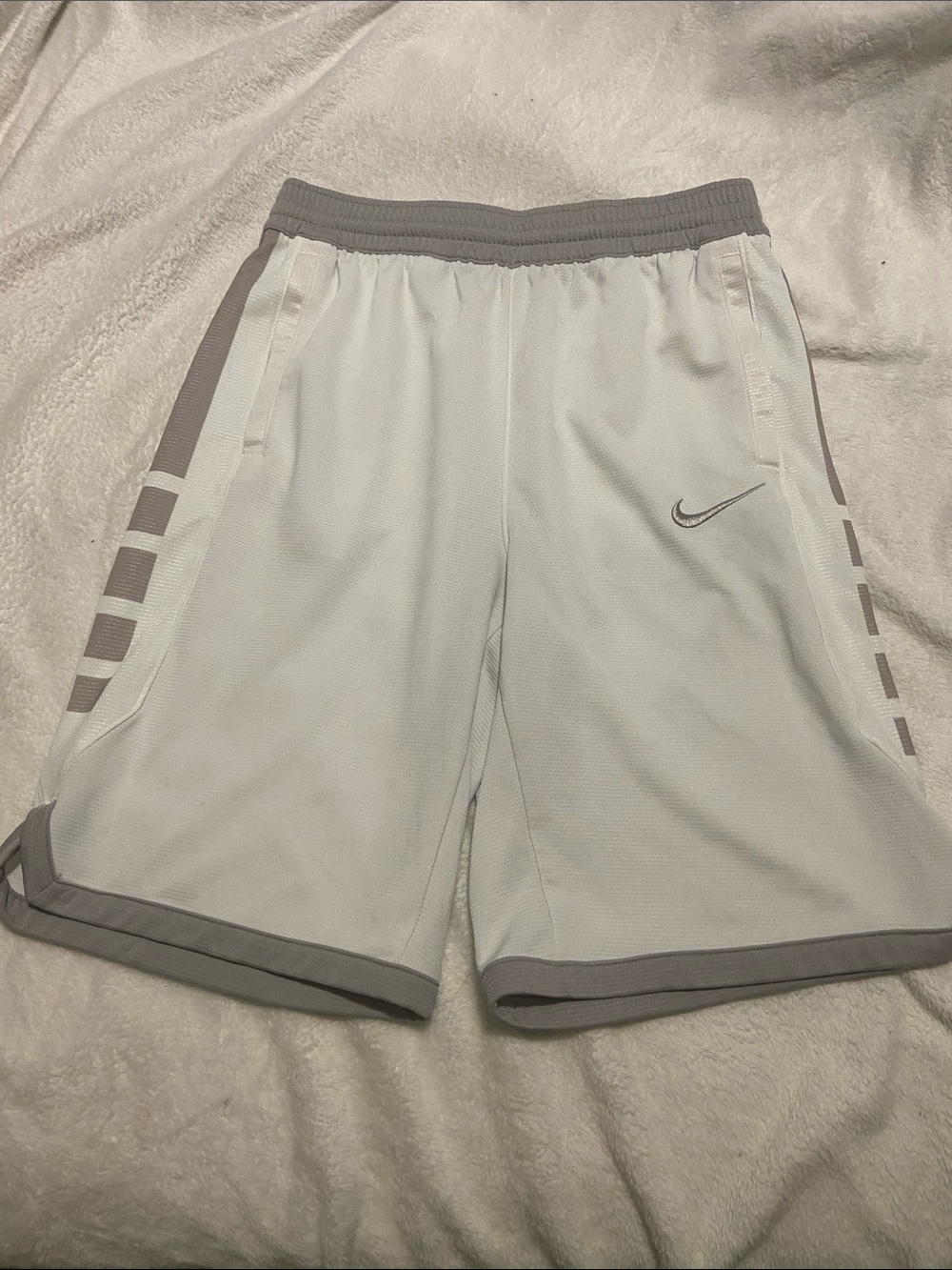 Nike Men’s White Athletic Shorts with Gray Trim